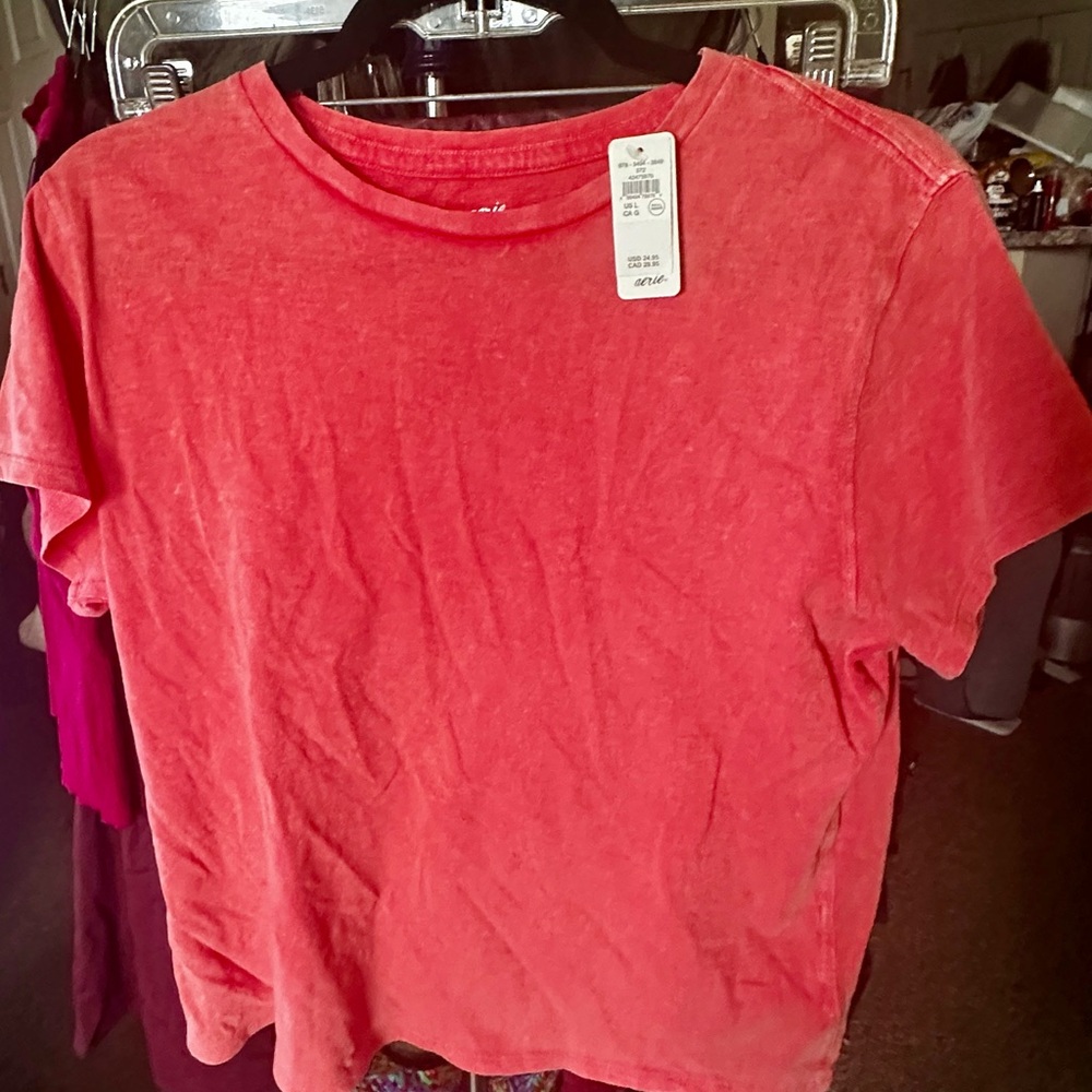 Aerie Bright Coral Short Sleeve Tee